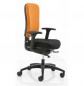 Preview: Köhl Multiplo 4900 Bürodrehstuhl schwarz / orange Fußgestell schwarz mit Armlehnen mit hoher Rückenlehne  Vorderansicht bei Büro-Goertz und Buero-Ideen.de
